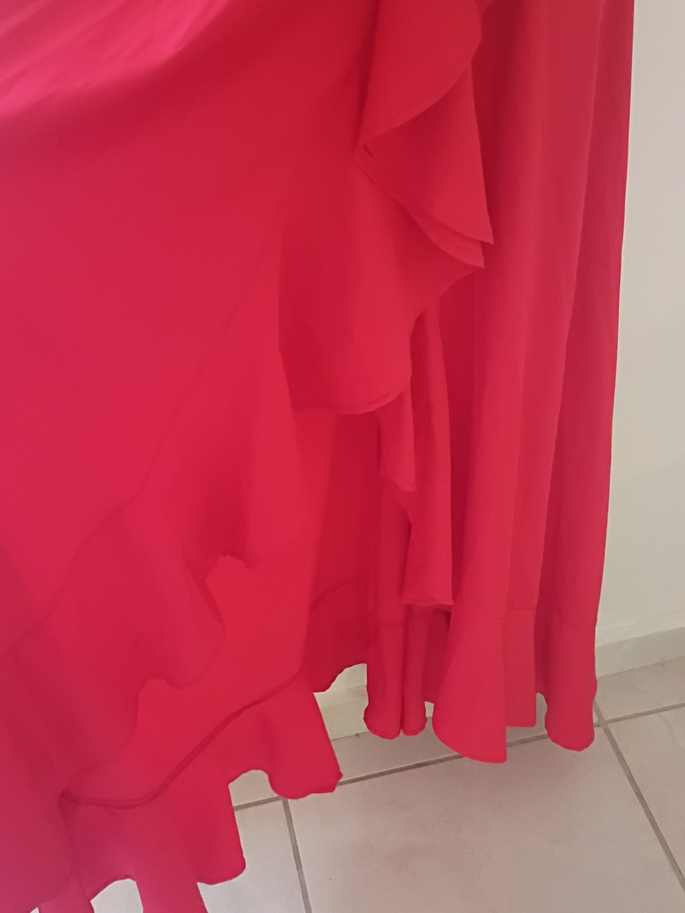 chic Red Deep V Ruffle Maxi Dress - Picture 2 of 5